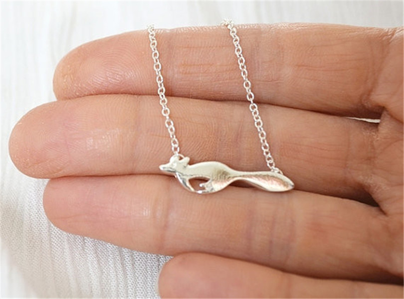 30PCS Cute Running Fox Necklaces Pendant Tiny Focks Origami Fox Necklace Animal jewelry for women men