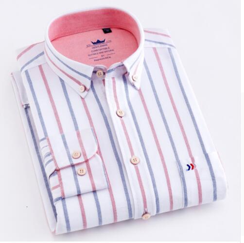 Men's Casual Shirts Button Down Office Work Men's 100% Cotton Multi Striped Oxford Dress Shirts with Left Chest Pocket Smart Casual Slim Fit
