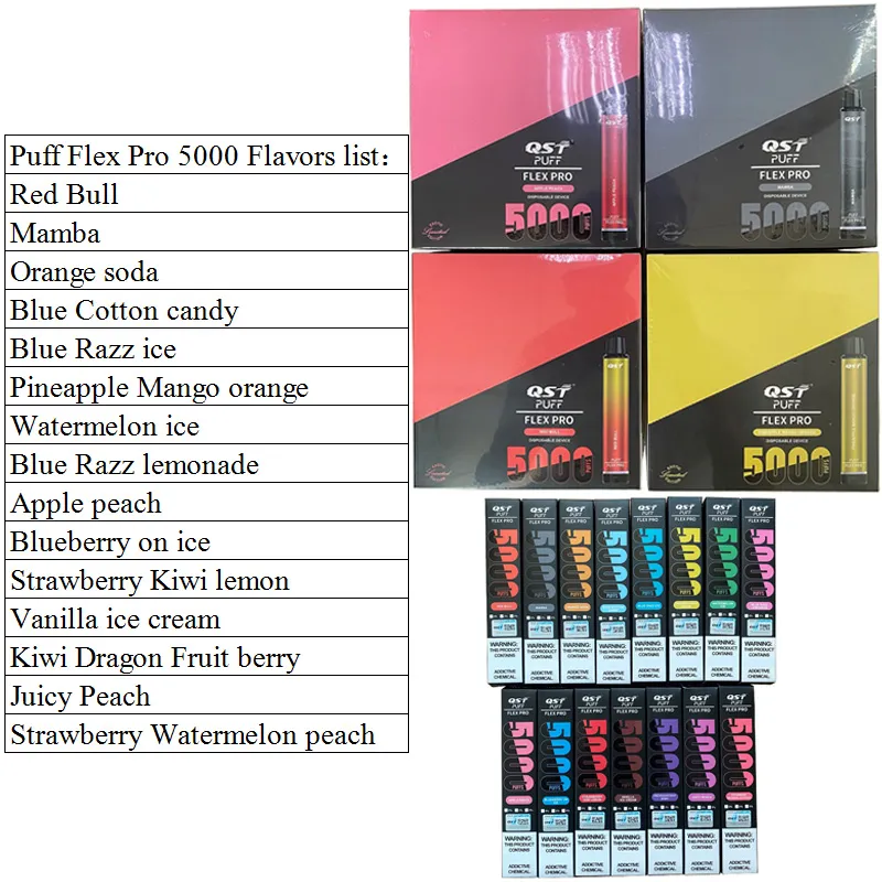 TOP Puff Flex Pro 5000 Puffs Rechargeable Disposable Vape Pen 15 flavors 550mah Battery 12ml Capacity Pre-filled Vapor Airflow Starter eCigs Kit
TOP Puff Flex Pro 5000 Puffs Rechargeable Disposable Vape Pen 15 flavors 550mah Battery 12ml Capacity Pre-filled Vapor Airflow Starter eCigs Kit