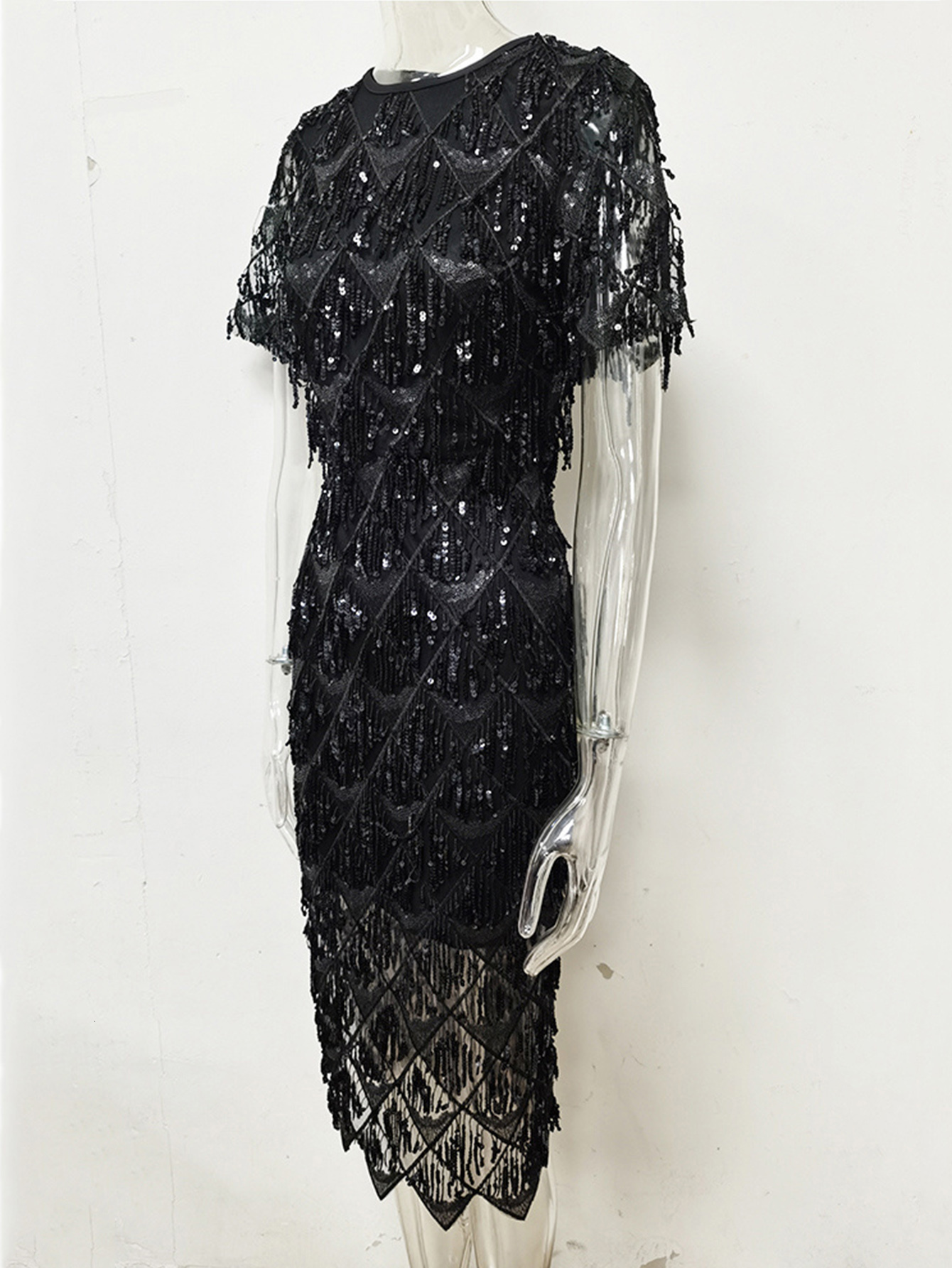 Party Dresses Sexy Black vintage maxi sequin summer dress women elegant club long party dresses bodycon office woman dress clothes vestidos HL 230322