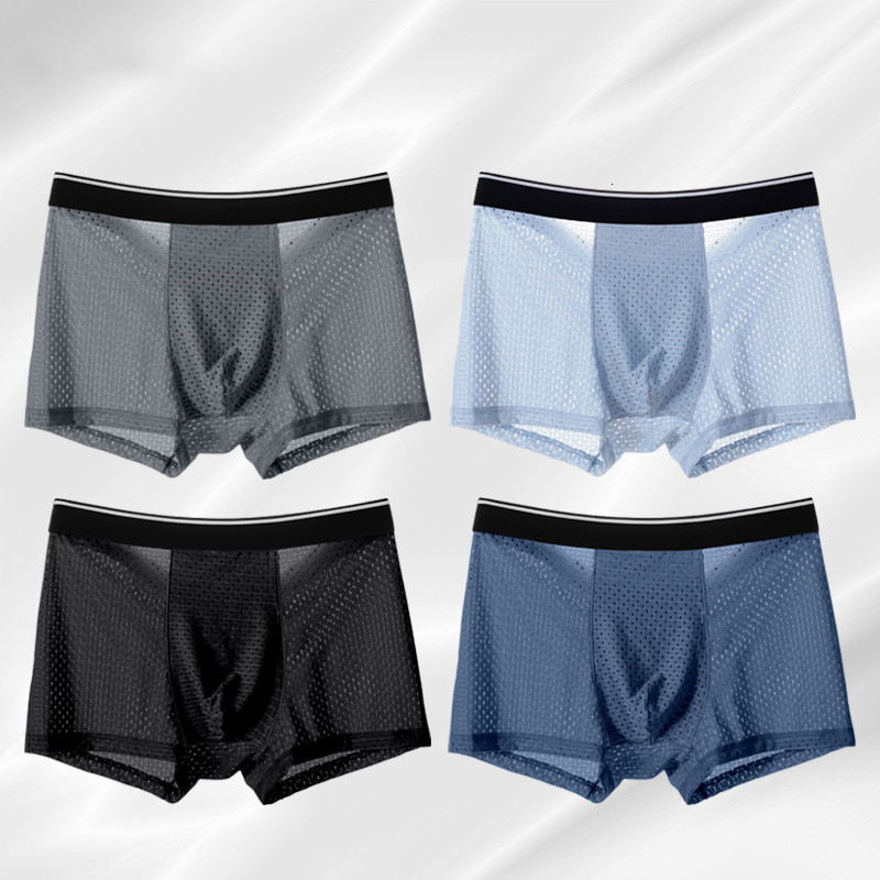Underpants 8pcsLot Men's Panties Ice Silk Male Breathable Summer Man Shorts Boxers Underwear Homme Bamboo Hole Large Size L5XL 230322