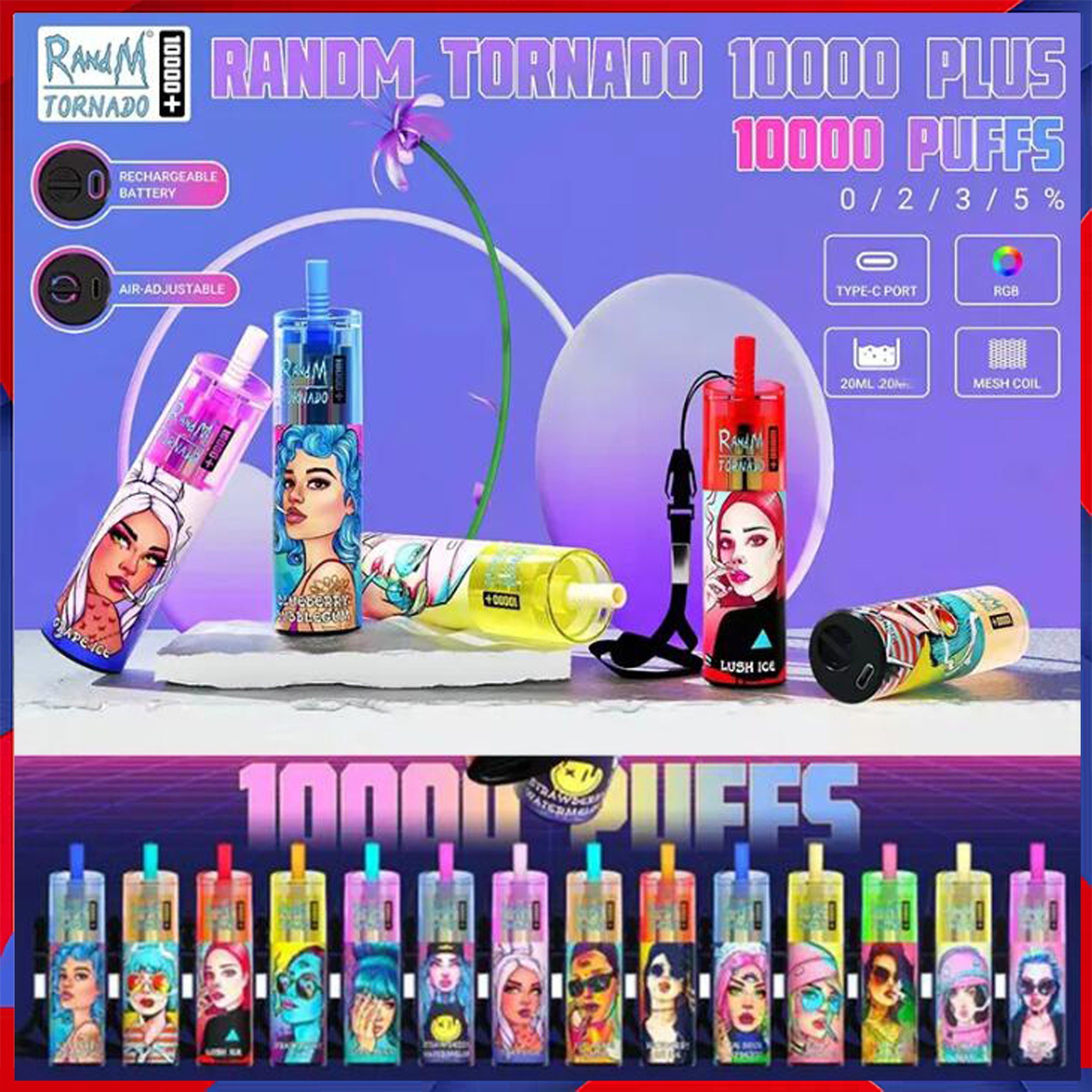 Original RandM Tornado 10000 Plus Disposable Vape Pen E Cigarette 1000 Mah Rechargeable Battery Airflow Control Mesh Coil 10K 20ml Prefilled Pod 14 Flavors Fast Send
Original RandM Tornado 10000 Plus Disposable Vape Pen E Cigarette 1000 Mah Rechargeable Battery Airflow Control Mesh Coil 10K 20ml Prefilled Pod 14 Flavors Fast Send