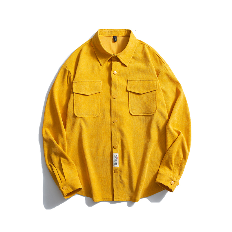 Men's Casual Shirts Corduroy Shirts Pocket Long Sleeve Casual Oversized Male Blouses Tops Vintage Fashion Cardigan Clothing Woman Shirt 230322