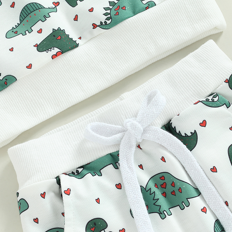 Clothing Sets 1202 Lioraitiin 03Years Toddler Baby Boy Girl 2Pcs Valentines Day Dinosaur Printed Long Sleeve Top Pants 230322