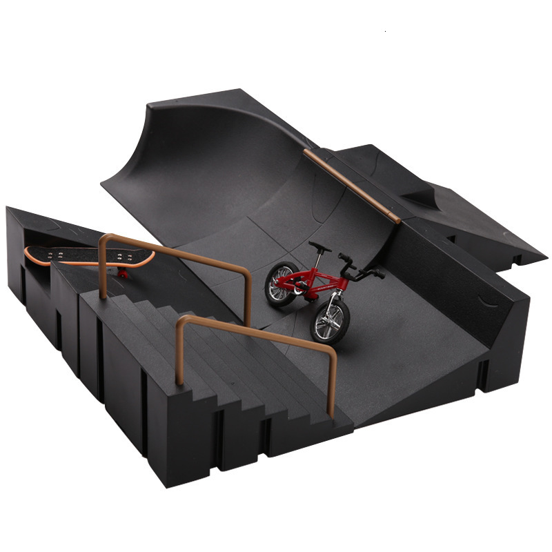 Novelty Games Tech Fingerboard Ramp Finger BMX Scooter Sets Skating Board Venue Combination Fingertip Bikes Skateboard Deck Children Toys Boy 230322