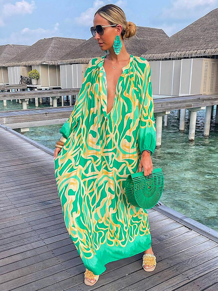 Women Vintage Maxi Dresses 2023 Summer Sexy Deep V-Neck Long Sleeve Boho Print beach Long Dresses Female Beach Cover Up Elegant Robe
Women Vintage Maxi Dresses 2023 Summer Sexy Deep V-Neck Long Sleeve Boho Print beach Long Dresses Female Beach Cover Up Elegant Robe