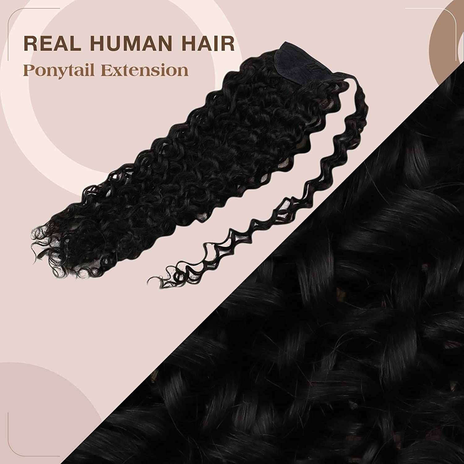 Human Hair Ponytail Extension Wavy Clip in Ponytail Extensions Natural Black Wavy Wrap Around Pony Tails brazilian virgin Extensions for Black Women 1