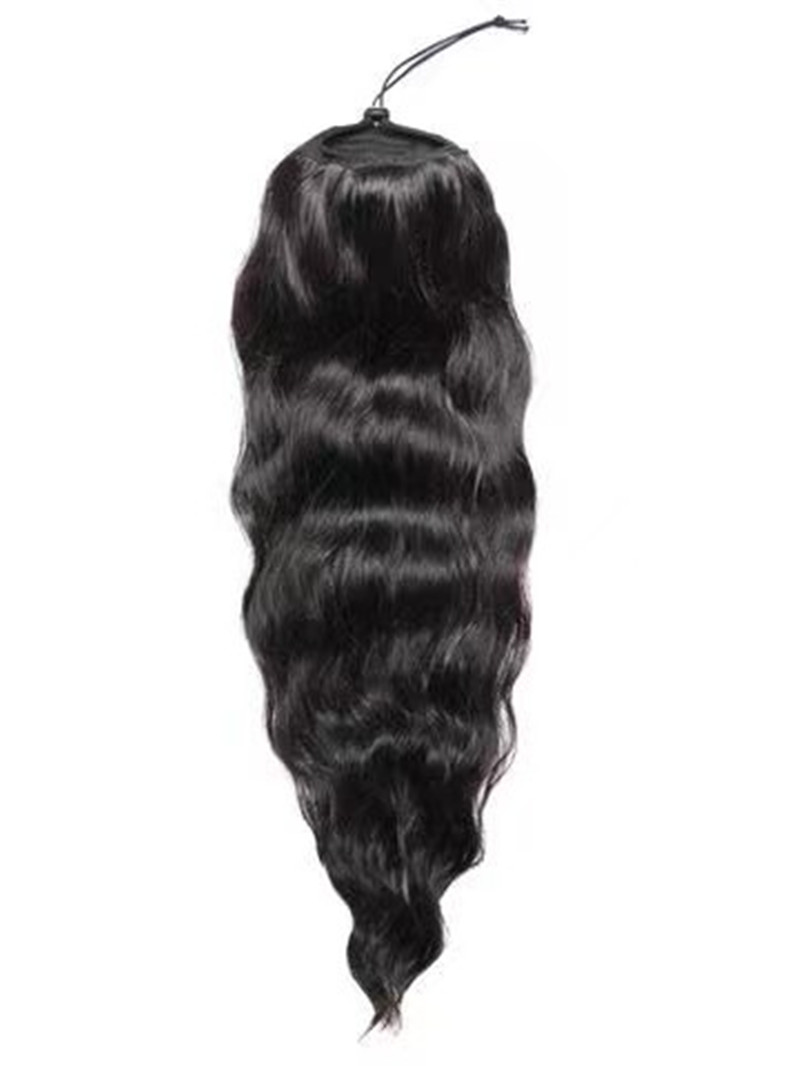 Brazilian wavy ponytail human hair real wet and wavy women hairpiece 120g clip in extension