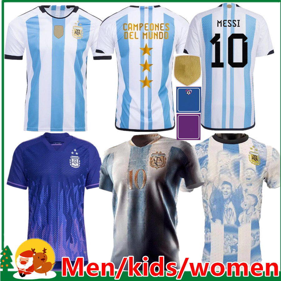 2022 2023 3 stars Argentina soccer Jerseys 22 23 DYBALA DI MARIA MESSIS MARTINEZ DE PAUL MARADONA FERNANDEZ kids kit / Men women football shirt player / Fans Version, Champion version
2022 2023 3 stars Argentina soccer Jerseys 22 23 DYBALA DI MARIA MESSIS MARTINEZ DE PAUL MARADONA FERNANDEZ kids kit / Men women football shirt player / Fans Version, Champion version