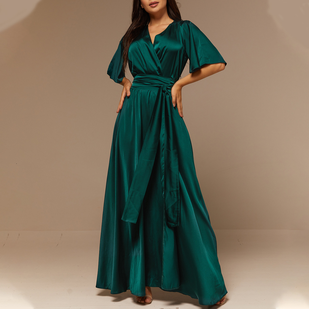 Party Dresses Formal Evening Dress Classic Long Sleeveless High Wasit Dresses Chiffon V Neck Vestidos De Noche Evening Dresses With Belt Cloth 230322