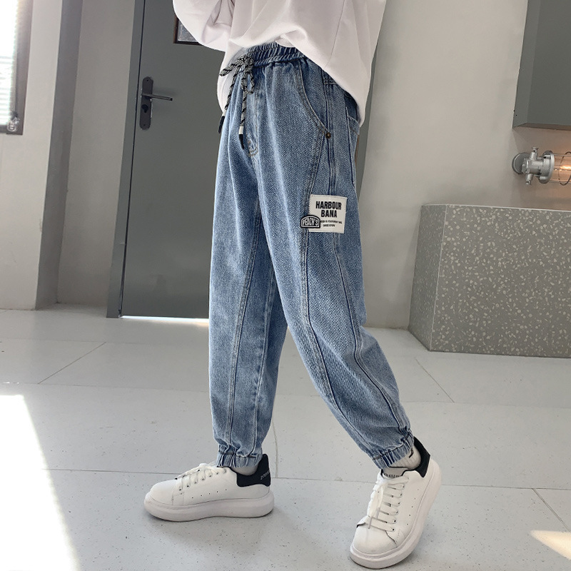 Jeans children's jeans spring and autumn boys' mid rise pants casual high-quality denim teenage boy clothing ages 4-14 230406