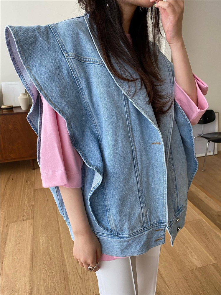 Women's Vests Colorfaith Sleeveless Tank Top Pocket Street Clothing Large Spring/Summer Women's Denim Jeans Jacket Top JKV8973 230408