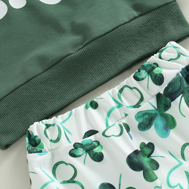 Clothing Sets 1116 Lioraitiin 03Years Baby Girl St Patricks Day 2Pcs Spring Outfits Long Sleeve Letter Pullover Shamrock Flare Pant 230322