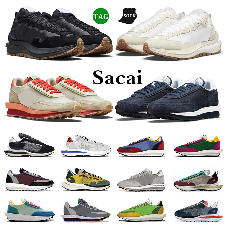VaporWaffle sacais men designer shoes LDWaffle waffle Black White Royal Fuchsia Sail Gum Fragment Nylon Bright Citron womens sneakers mens traine