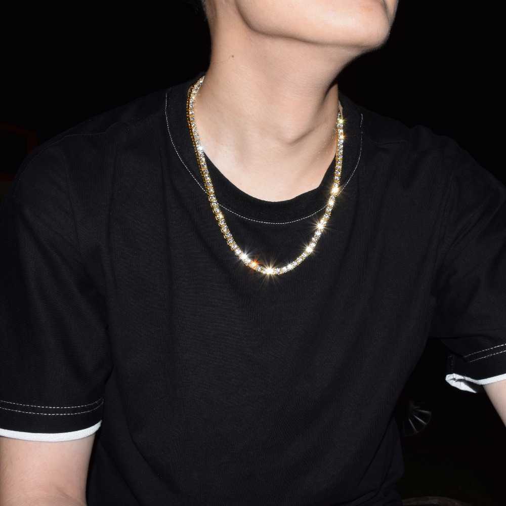 Pendant Necklaces Tennis Necklace Men Chain For Woman Iced Out Tennis Chain Necklace Jewelry Wholesale Bling Hip Hop Rap Singer Choker Chain Z0321
