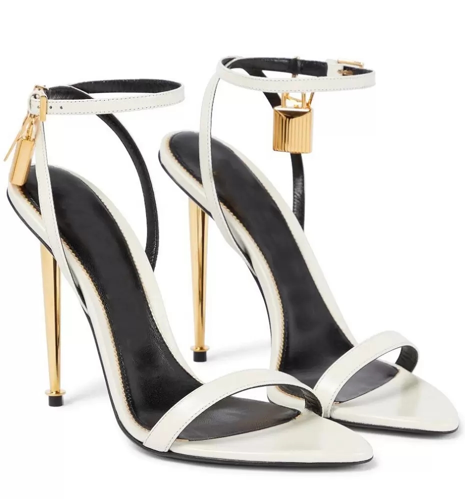 Prefect Tomfords TOMFORD Metal Padlock Key & Lock Sandals Shoes women's leather Gladiator Sandalias Luxury Designer high-heeled shoes original box