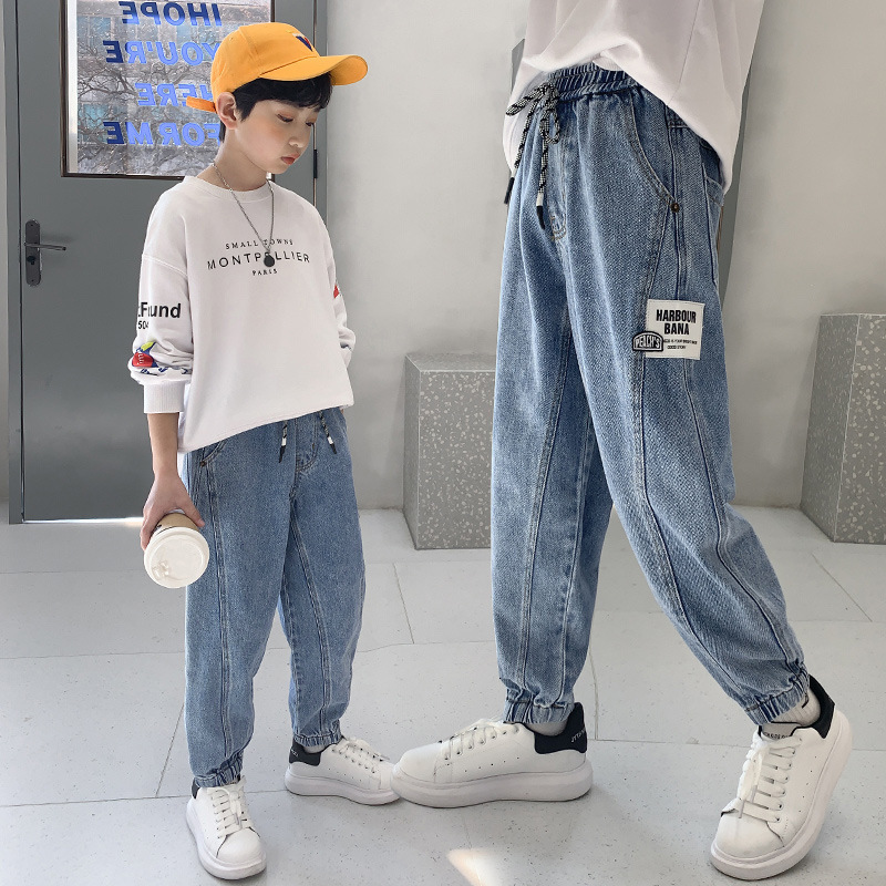 Jeans children's jeans spring and autumn boys' mid rise pants casual high-quality denim teenage boy clothing ages 4-14 230406