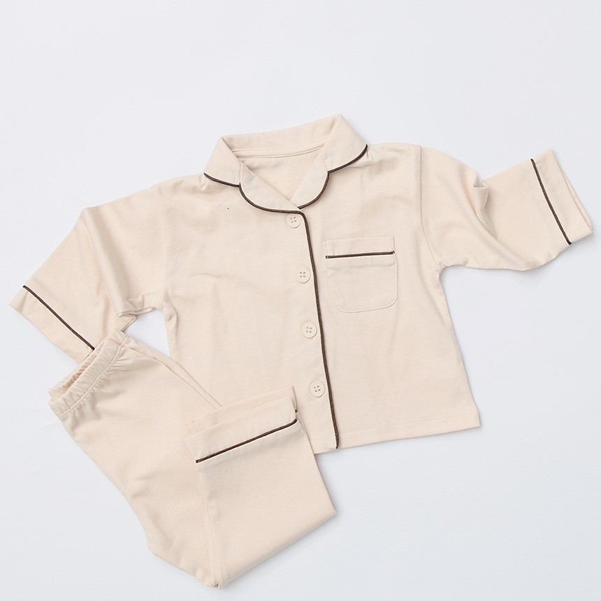 Pajamas Spring Autumn Baby Boy Girl Simple Loose Sets Toddler Child Long Sleeve Solid Cotton Sleepwear 2 Pcs Suits 05 Years 230322