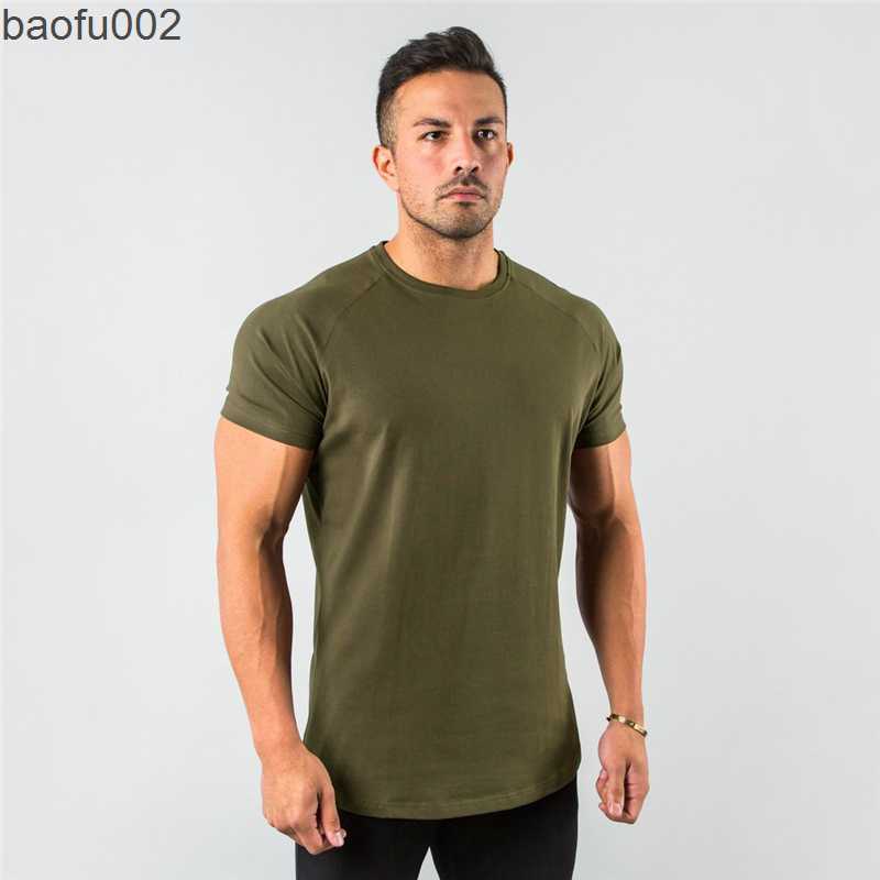 Men's T-Shirts New Stylish Plain Tops Fitness Mens T Shirt Short Sleeve Muscle Joggers Bodybuilding Tshirt Male Gym Clothes Slim Fit Tee Shirt W0
