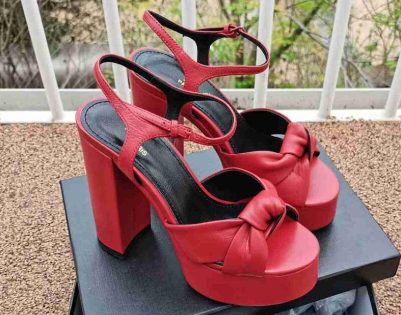 Realfine888 Sandals 5A Y5616330 Bianca Platform 125cm High Heel Sandal Shoes For Women Size 3541