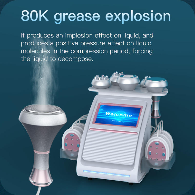 Directly effect 6 in 1 slimming Ultrasonic 80K Cavitation Face Lift Fat Burn Vacuum RF Slimming Massage Machine EMS Pads 80K Cavitation Machin