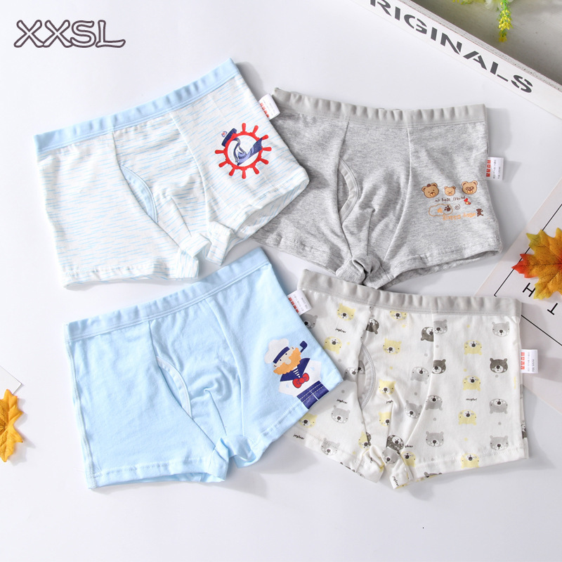 Panties 4PCSLOT Children Boys Underwear Cartoon Childrens Shorts Baby Boy Toddler Boxers Stripes Teenagers Cotton Underpants 230322