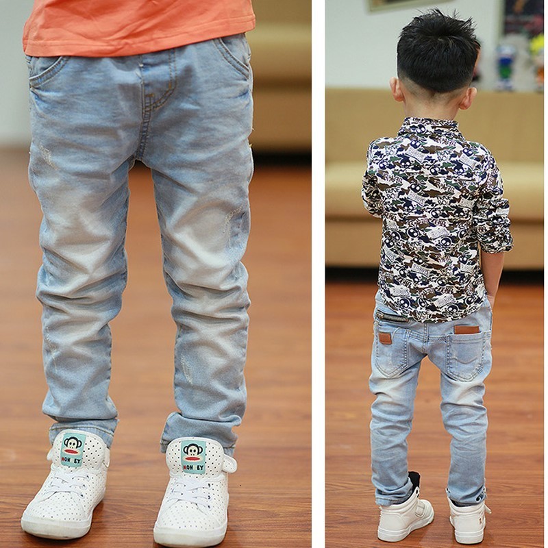 Jeans Children's Pants Big Boy Elastic Joker Jeans Spring Children's Pencil Leg Autumn Denim Clothing 2 to 14 Year Old Male Children 230406