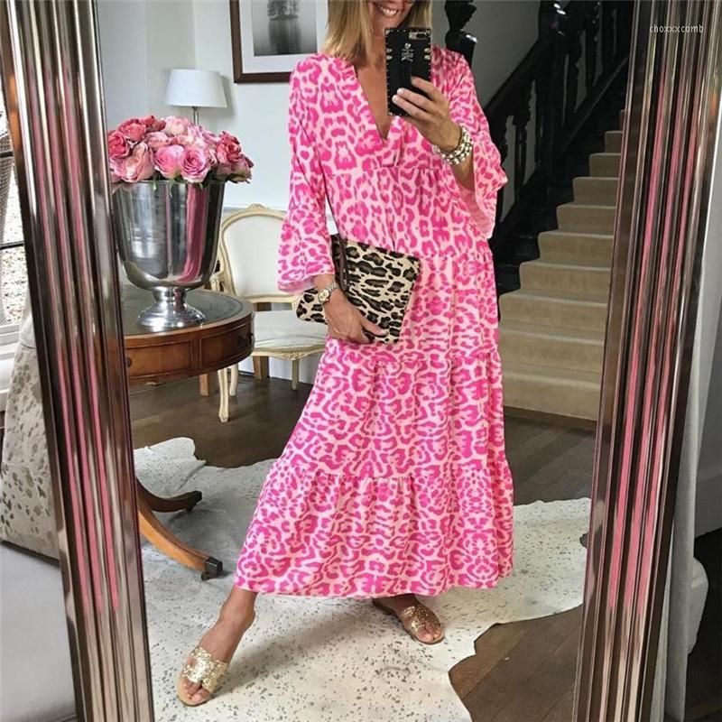 Casual Dresses Summer Leopard Printing Women Boho Beach Maxi Dress Bell Sleeve Flowy Swing Shift Sexy V-Neck Loose Long, Pink
Casual Dresses Summer Leopard Printing Women Boho Beach Maxi Dress Bell Sleeve Flowy Swing Shift Sexy V-Neck Loose Long, Pink