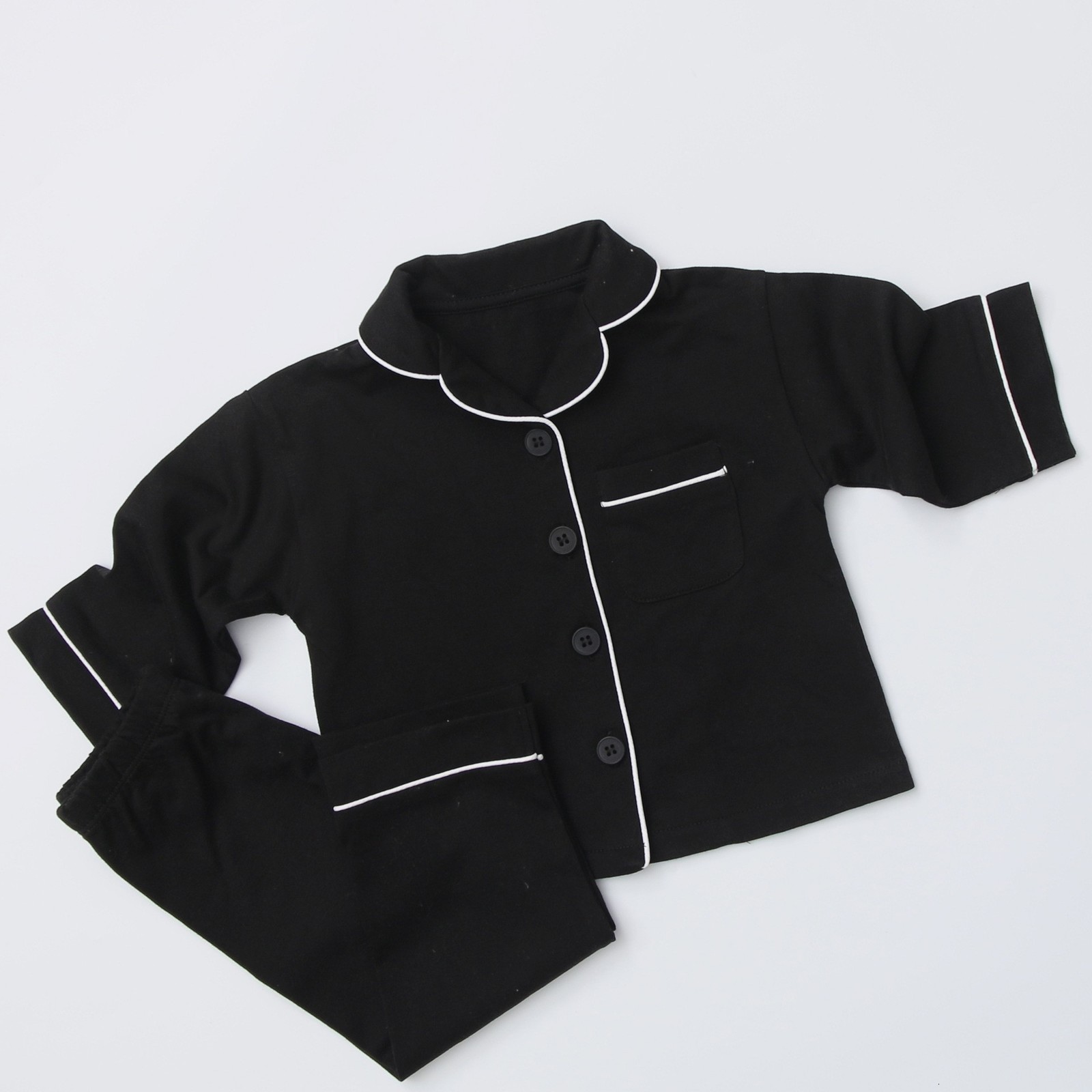 Pajamas Spring Autumn Baby Boy Girl Simple Loose Sets Toddler Child Long Sleeve Solid Cotton Sleepwear 2 Pcs Suits 05 Years 230322