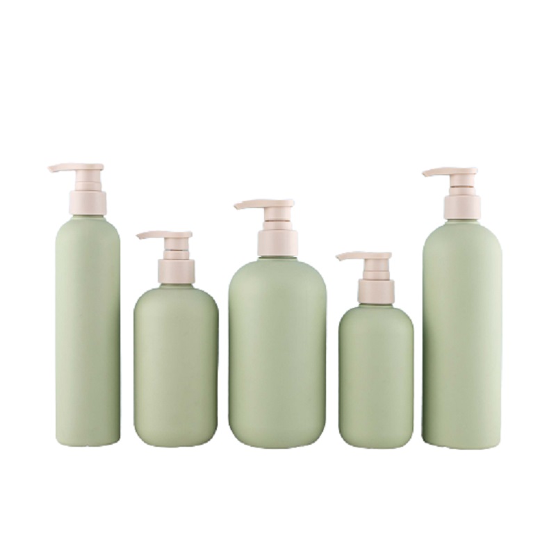 Empty Green HDPE Plastic Lotion Pump Bottle 200ml 250ml 300ml 400ml 500ml Eco Friendly Cosmetic Packaging Shampoo Shower Gel Round Shoulder Refillable