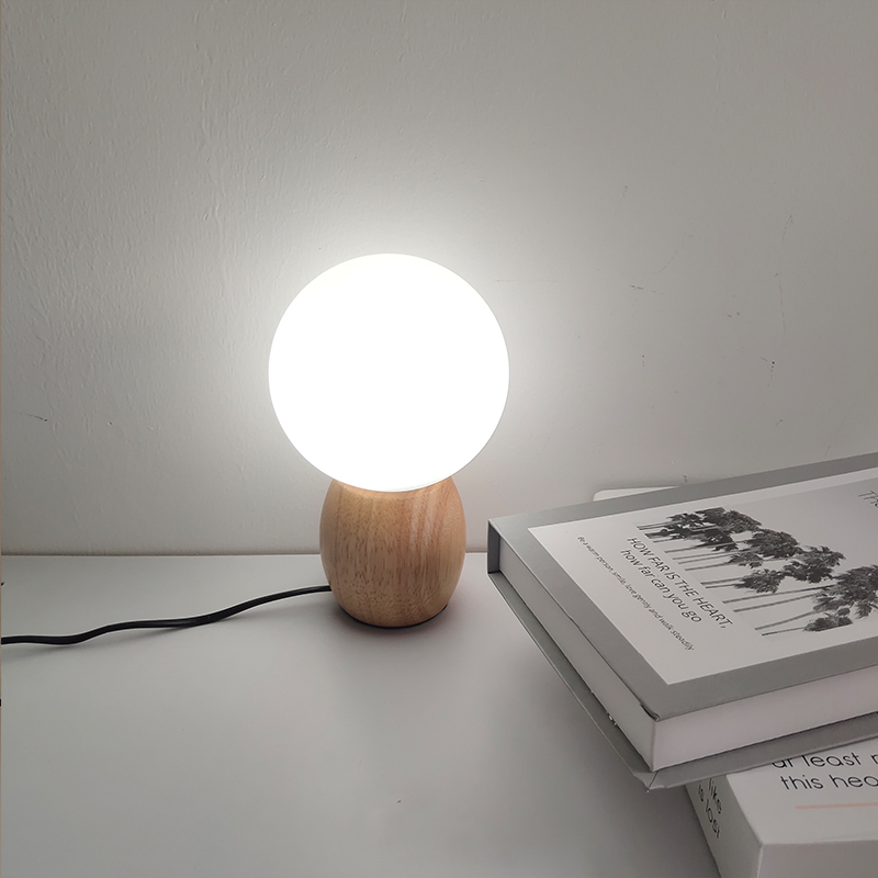 Bedside lamp Wooden Table Lamp Featuring a Clear Glass Enclosure Ideal for Relaxing Ambiance AC85-265V