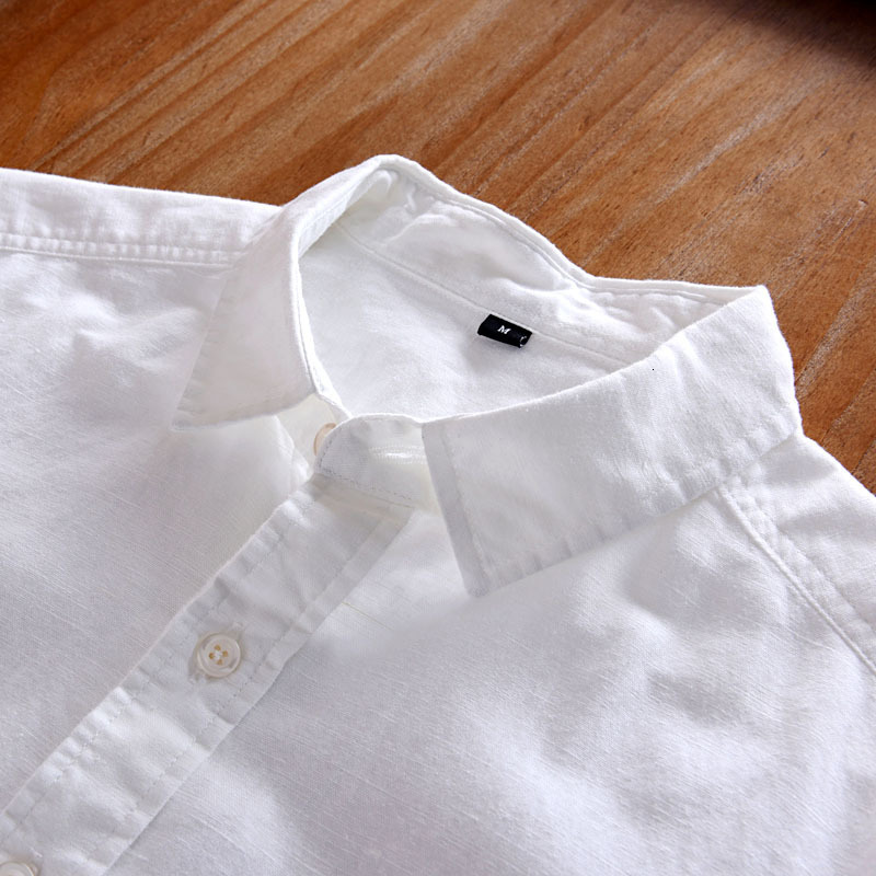 Men's Casual Shirts Spring White Thin Section Fresh Breathable Long-sleeved Linen Shirt Men's Beach Casual Sunscreen Cotton and Linen Shirt 