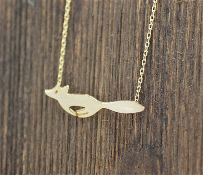 30PCS Cute Running Fox Necklaces Pendant Tiny Focks Origami Fox Necklace Animal jewelry for women men