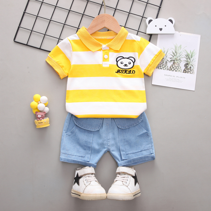 Clothing Sets IENENS Baby Clothing Sets Summer Striped Polo-shirt Shorts Outfits Kids Suits Toddler Infant Boys Casual Short Sleeve Clothes 230322