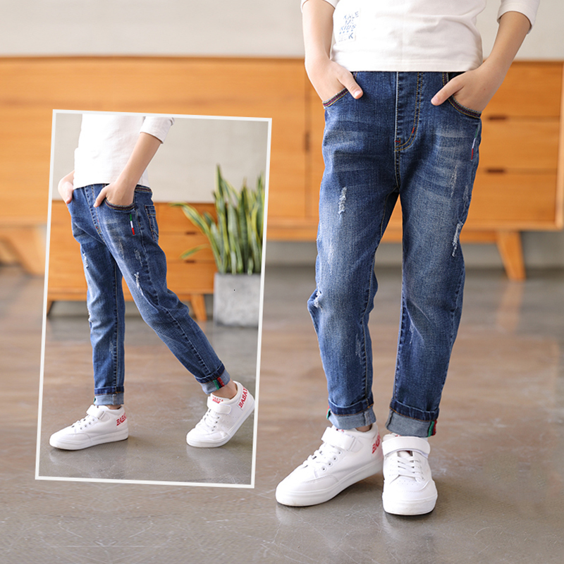 Jeans IENENS Kids Boys Jeans Classic Pants Denim Clothing Children Fashion Boy Casual Bowboy Long Trousers 5-13Y 230322