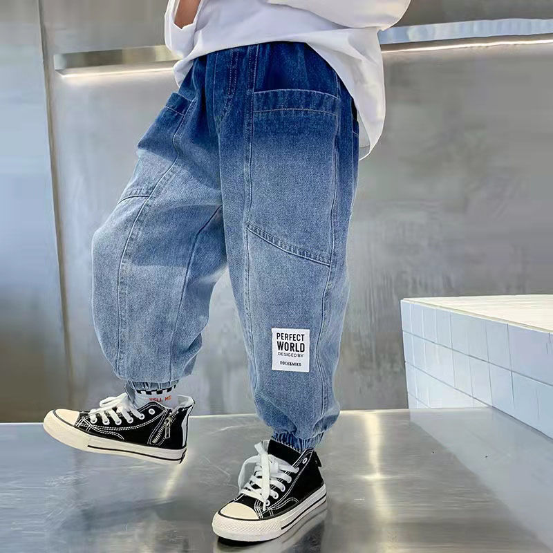 Jeans Spring Kids Babys Boys Jeans Loose Pants Loose Denim Clothing Children Fashion Boy Casual Fashion Long Trouser 3-12Yrs 230322