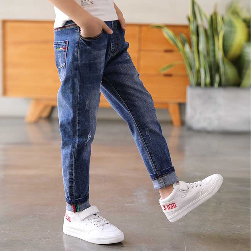 Jeans IENENS Kids Boys Jeans Classic Pants Denim Clothing Children Fashion Boy Casual Bowboy Long Trousers 5-13Y 230322