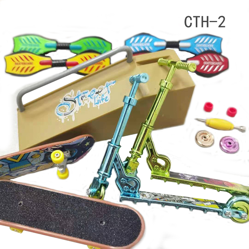 Novelty Games Tech Fingerboard Skate Ramp Parts Set skateboarding Finger BMX bicycle Two Wheel Mini Scooter Fingertip Bikes Toys Kids Gifts 230322