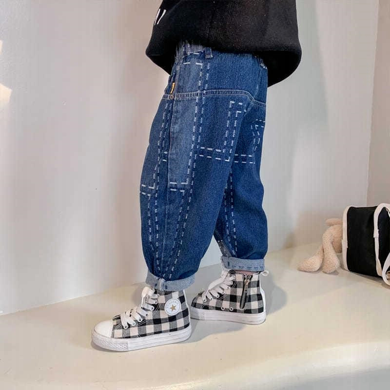 Jeans Boys Pants Fashion Jeans Patchwork Trend Sport Casual Pants Spring Autumn Teeage Children's Sweatpants Baby Kids Trousers 230322