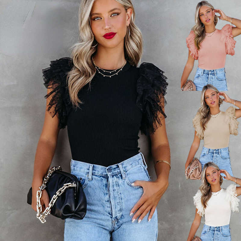 Fashion Womens Knit T Shirt 2023 Boutique Spring Summer Designer Woman Clothing Solid Color Round Neck Casual Women Tops Lotus Sleeve Tee Shirt, White
Fashion Womens Knit T Shirt 2023 Boutique Spring Summer Designer Woman Clothing Solid Color Round Neck Casual Women Tops Lotus Sleeve Tee Shirt, White