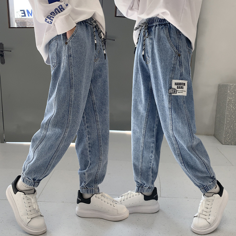 Jeans children's jeans spring and autumn boys' mid rise pants casual high-quality denim teenage boy clothing ages 4-14 230406