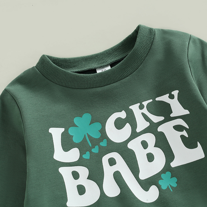 Clothing Sets 1116 Lioraitiin 03Years Baby Girl St Patricks Day 2Pcs Spring Outfits Long Sleeve Letter Pullover Shamrock Flare Pant 230322