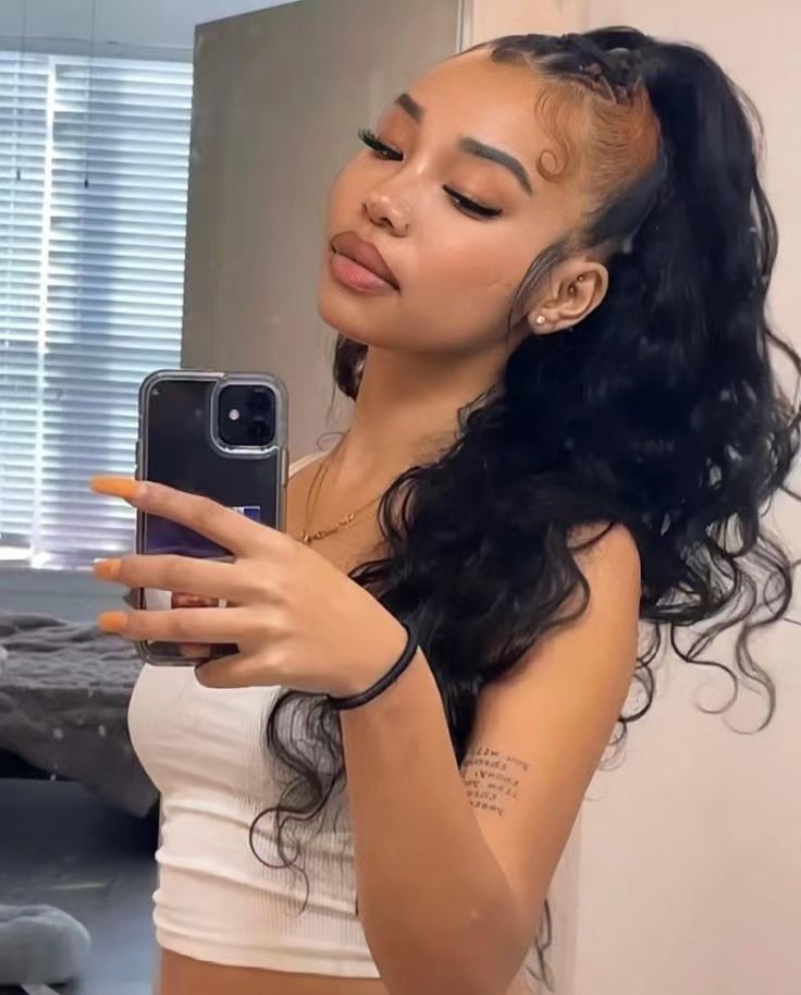 Brazilian wavy ponytail human hair real wet and wavy women hairpiece 120g clip in extension