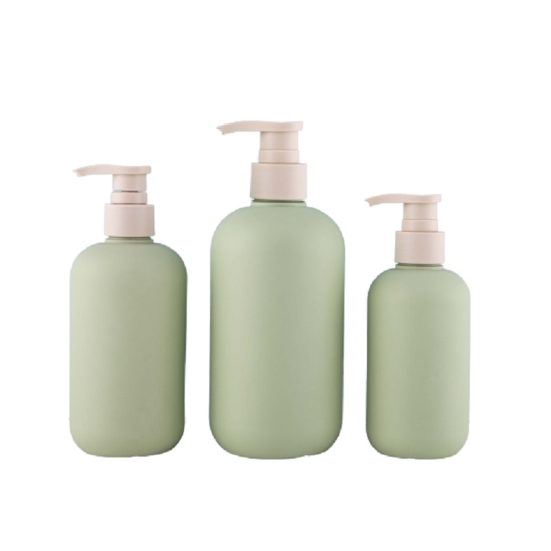 Empty Green HDPE Plastic Lotion Pump Bottle 200ml 250ml 300ml 400ml 500ml Eco Friendly Cosmetic Packaging Shampoo Shower Gel Round Shoulder Refillable