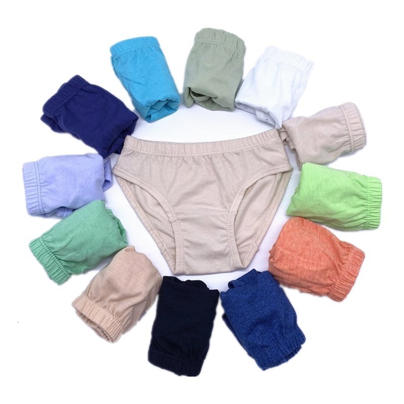 Panties 12pcsLot Random Colors Boys Solid Kids Briefs Children Underwear Shorts Suit 110Years 230322