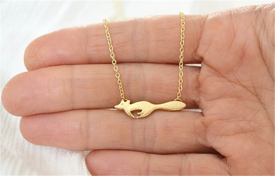 30PCS Cute Running Fox Necklaces Pendant Tiny Focks Origami Fox Necklace Animal jewelry for women men