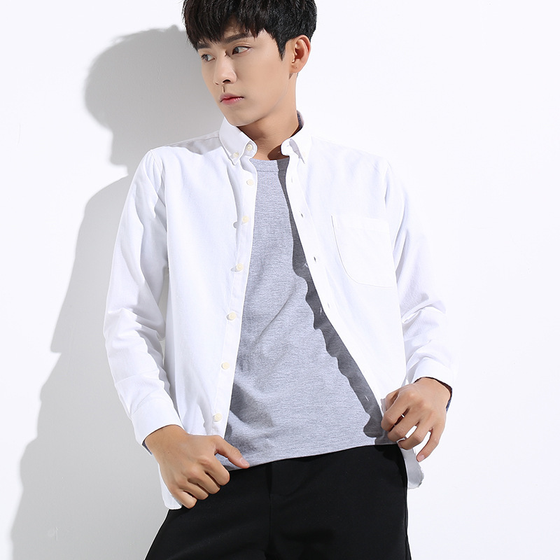 Men's Casual Shirts Spring and autumn men's shirt cotton water washing shirts in middle youth long -sleeved lapel business shirt 230322