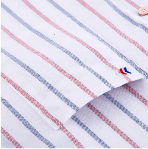 Men's Casual Shirts Button Down Office Work Men's 100% Cotton Multi Striped Oxford Dress Shirts with Left Chest Pocket Smart Casual Slim Fit
