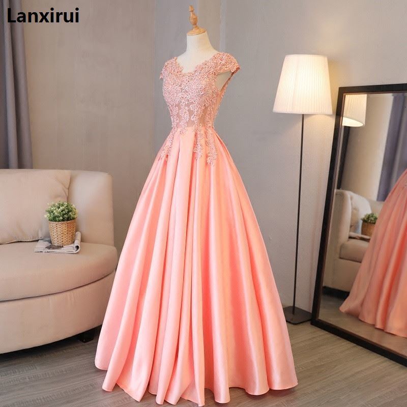 Party Dresses Pink Lace party Dresses V Neck Appliques Elegant Dress for eveningParty robe demoiselle d'honneur pour femme 230322