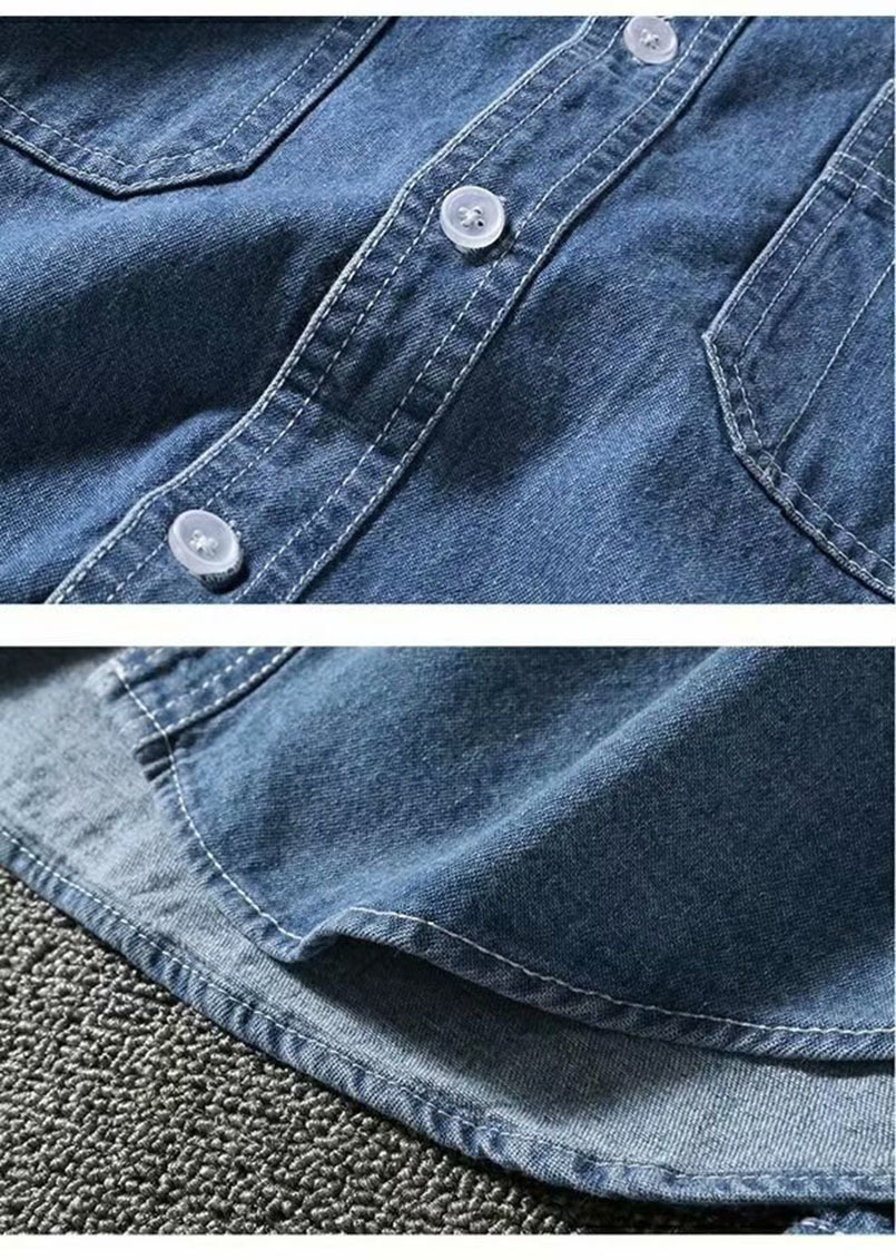 Men's Casual Shirts Vintage Denim Casual Shirt Men Long Sleeve Jean Jacket Japanese Streetwear Baggy Outerwear Fashion Mens Clothes 230322